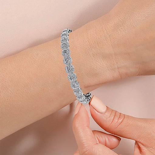 Cushion Halo Tennis Bracelet