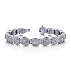 Milgrain Cushion Halo Tennis Bracelet