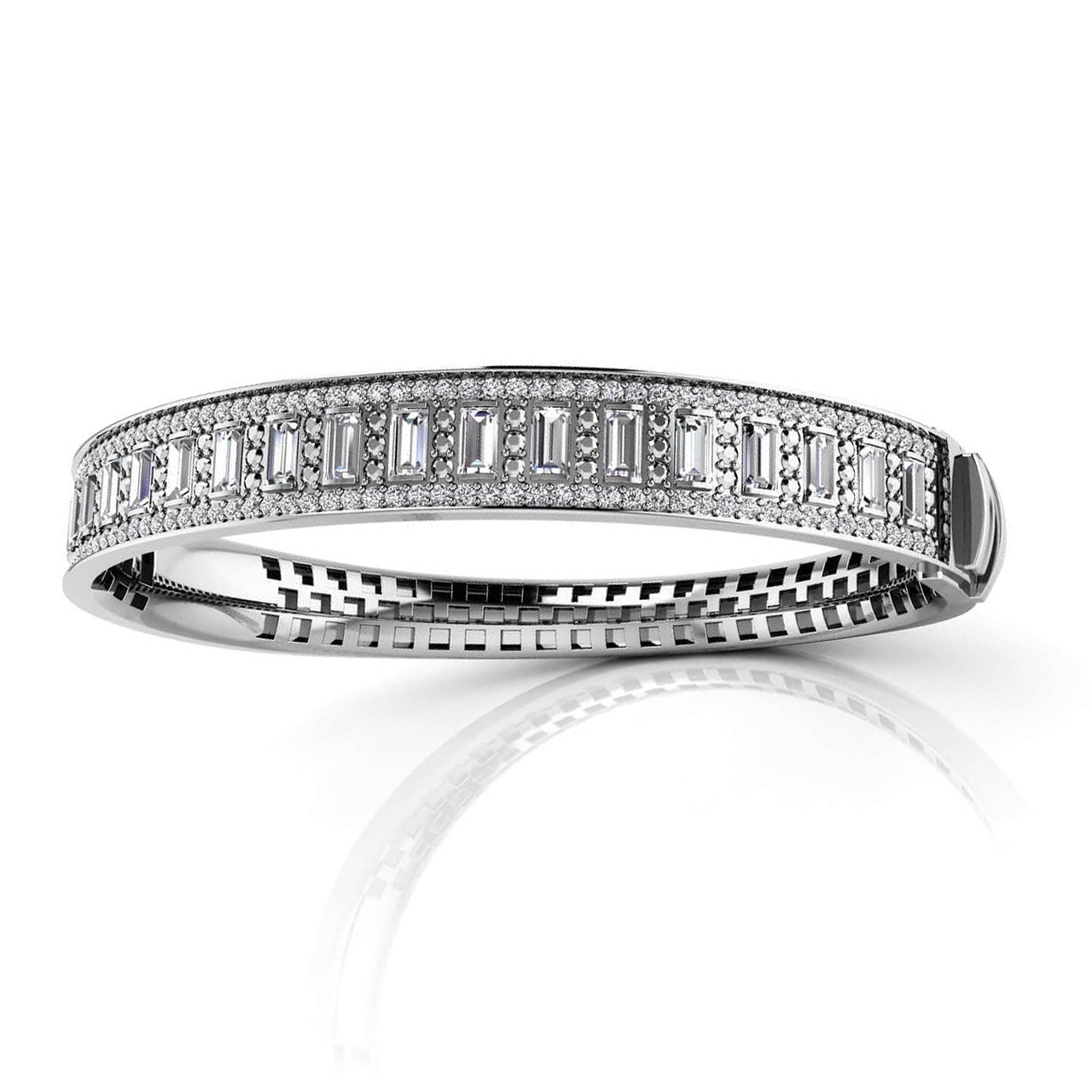 Sleek And Stylish Baguette Bangle White