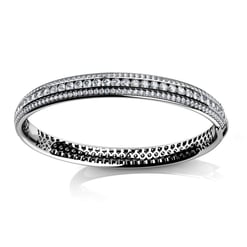 Three Row Channel And Prong Set Bangle