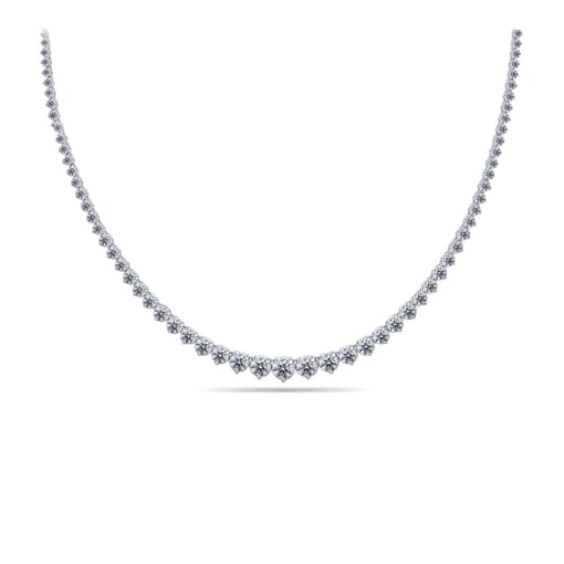 Timeless Three Prong Degrade Tennis Necklace in White