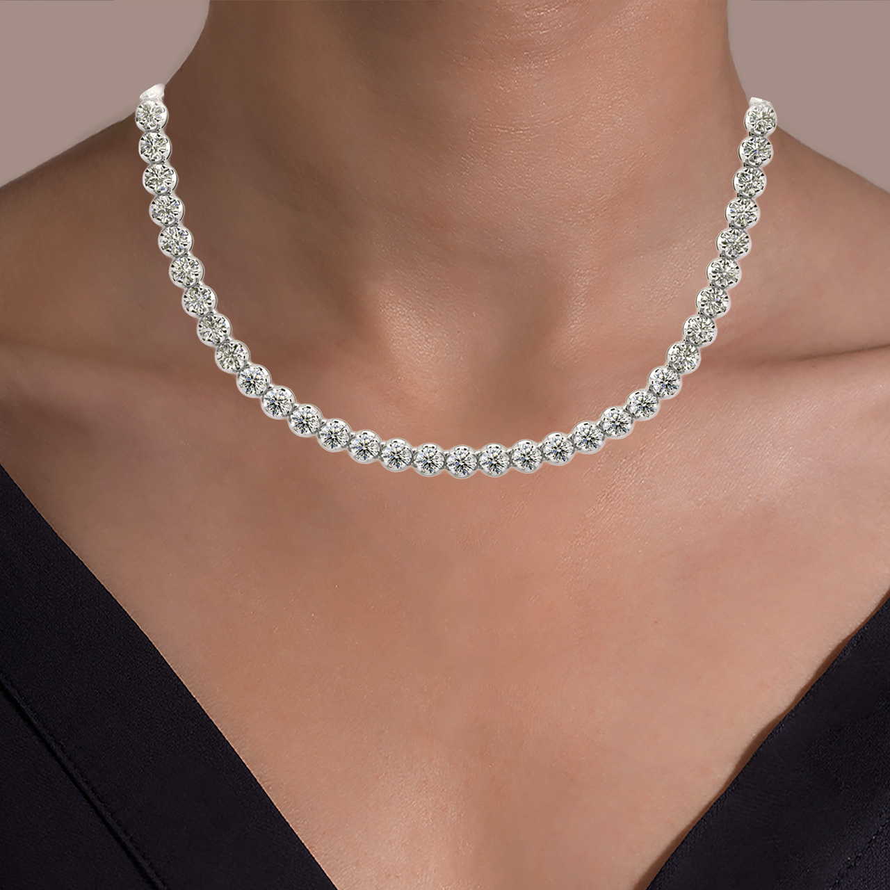 Traditional Riviera Tennis Necklace Traditional Riviera Tennis Necklace