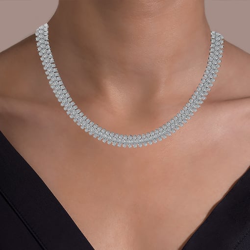 Triple Row Riviera Tennis Necklace