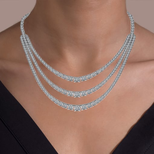 Triple Strand Graduated Tennis Necklace