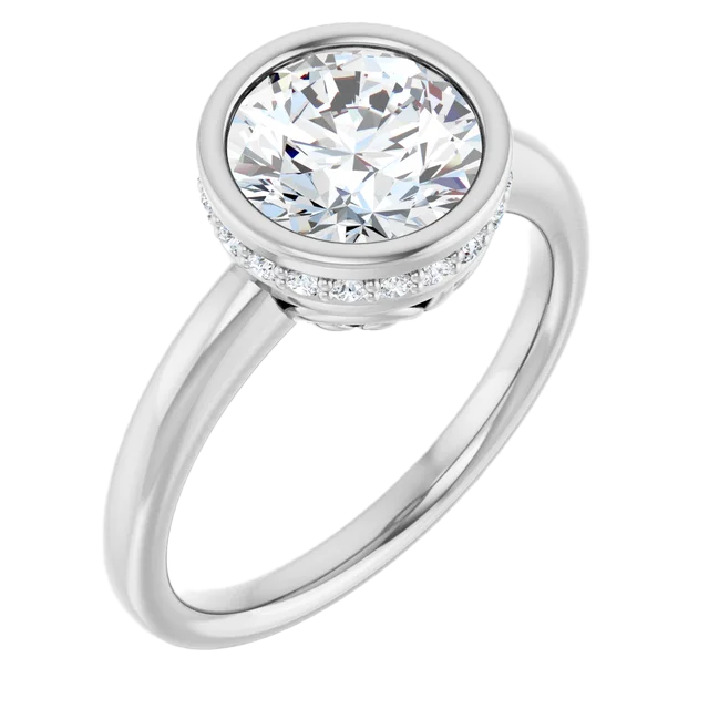 Bezel Crown Pave Engagement Ring
