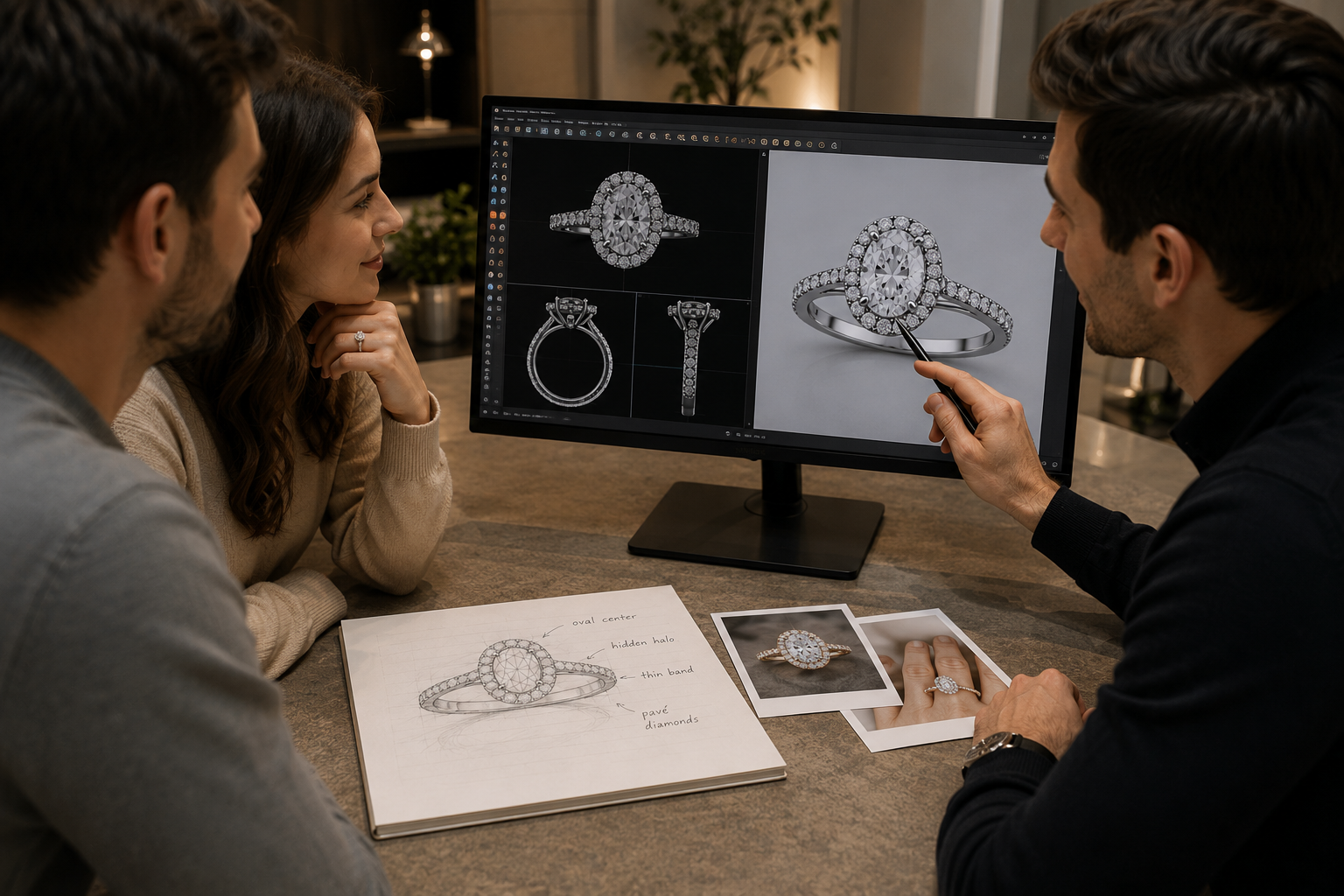 Comparison of platinum, white gold, yellow gold, and rose gold for custom lab-grown diamond engagement rings