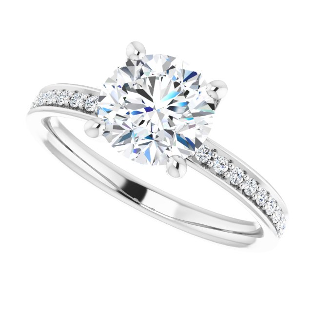 1.69 Round Lab-Grown EF/VS1+ Classic Sidestone Engagement Ring in 14KW | View5 1.69 Round Lab-Grown EF/VS1+ Classic Sidestone Engagement Ring in 14KW | View5