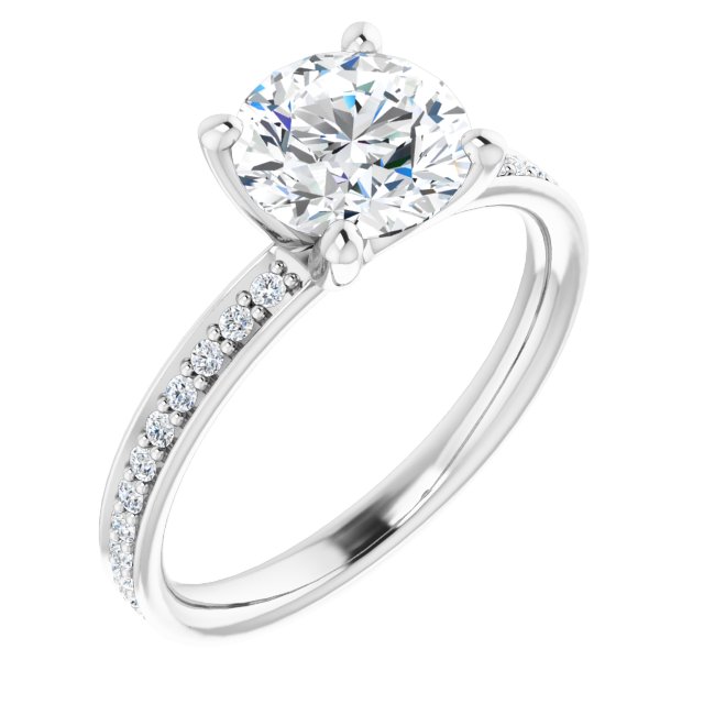 1.69 Round Lab-Grown EF/VS1+ Classic Sidestone Engagement Ring in 14KW | ViewA 1.69 Round Lab-Grown EF/VS1+ Classic Sidestone Engagement Ring in 14KW | ViewA