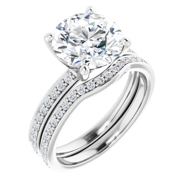3.29 Round Lab-Grown GH/VS2+ Classic Sidestone Engagement Ring in 14KW | AllComponents_ViewA