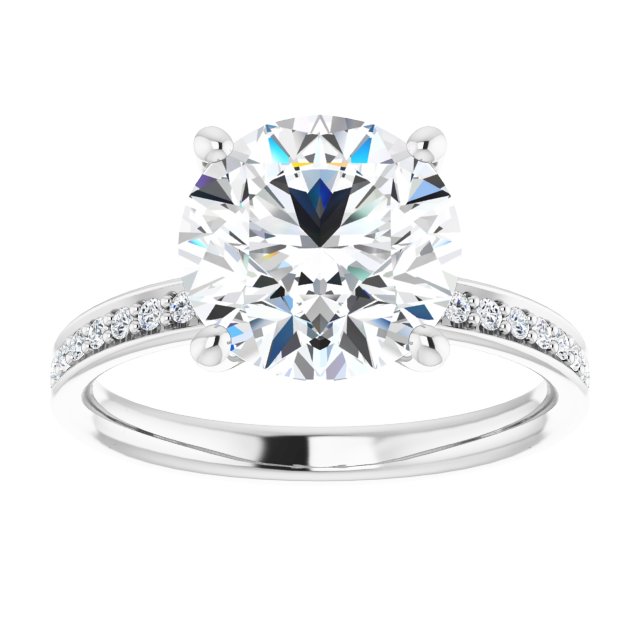 3.29 Round Lab-Grown GH/VS2+ Classic Sidestone Engagement Ring in 14KW | ViewS