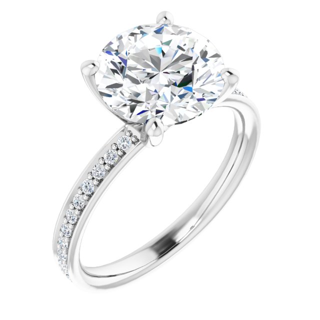 3.29 Round Lab-Grown GH/VS2+ Classic Sidestone Engagement Ring in 14KW | ViewA