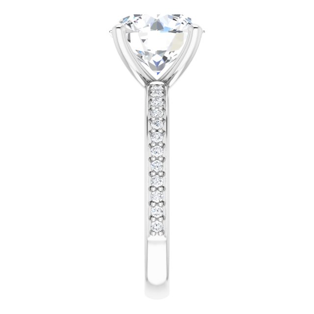 3.29 Round Lab-Grown GH/VS2+ Classic Sidestone Engagement Ring in 14KW | ViewE
