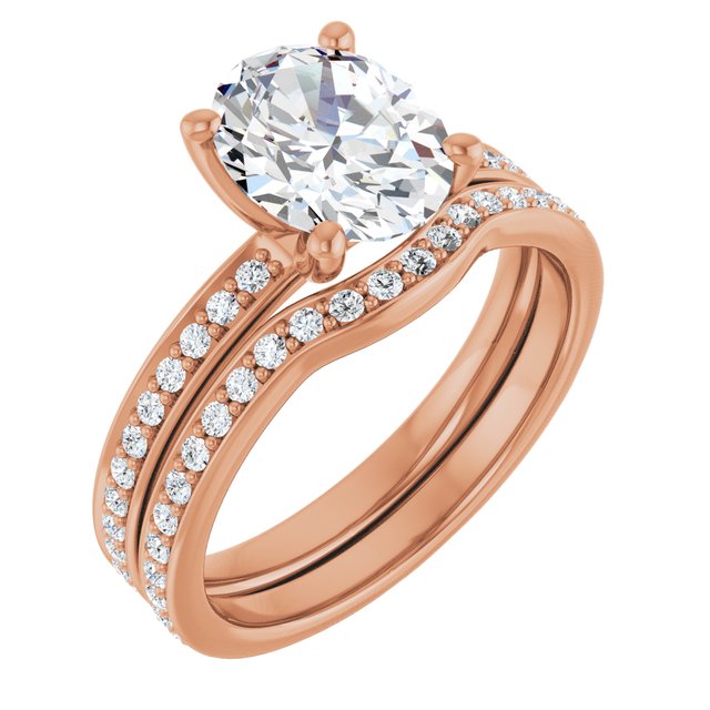 2.29 Oval Diamond EF/VS1+ Classic Sidestone Engagement Ring in 14KR | AllComponents_ViewA 2.29 Oval Diamond EF/VS1+ Classic Sidestone Engagement Ring in 14KR | AllComponents_ViewA