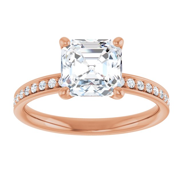 2.19 Asscher Diamond EF/VS1+ Classic Sidestone Engagement Ring in 14KR | ViewS 2.19 Asscher Diamond EF/VS1+ Classic Sidestone Engagement Ring in 14KR | ViewS