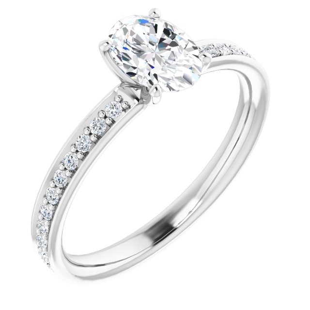 1.09 Oval Diamond GH/VS2+ Classic Sidestone Engagement Ring in 14KW | ViewA 1.09 Oval Diamond GH/VS2+ Classic Sidestone Engagement Ring in 14KW | ViewA
