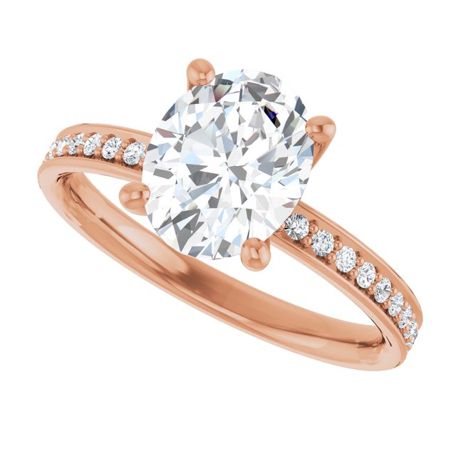 2.29 Oval Diamond EF/VS1+ Classic Sidestone Engagement Ring in 14KR | View5 2.29 Oval Diamond EF/VS1+ Classic Sidestone Engagement Ring in 14KR | View5