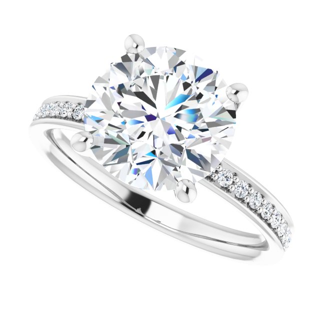 3.29 Round Lab-Grown GH/VS2+ Classic Sidestone Engagement Ring in 14KW | View5