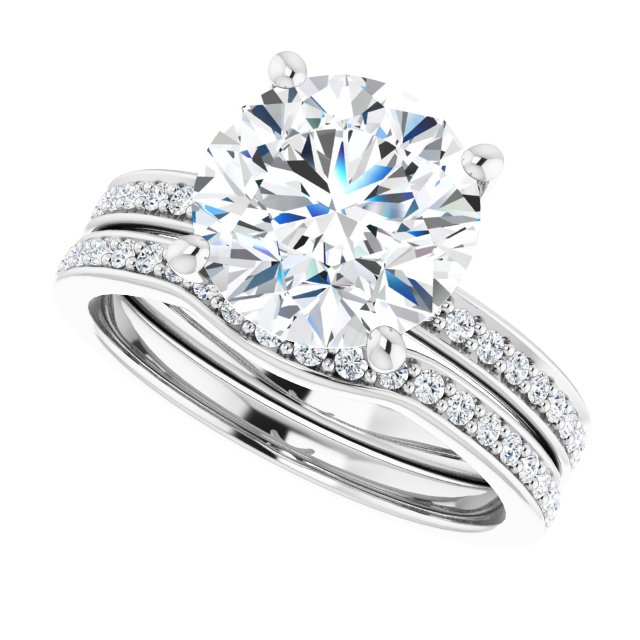 3.29 Round Lab-Grown GH/VS2+ Classic Sidestone Engagement Ring in 14KW | AllComponents_View5