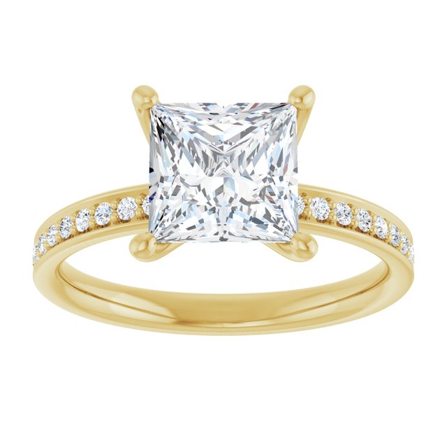 2.29 Square Moissanite DEF/VVS Classic Sidestone Engagement Ring in 14KY | ViewS 2.29 Square Moissanite DEF/VVS Classic Sidestone Engagement Ring in 14KY | ViewS