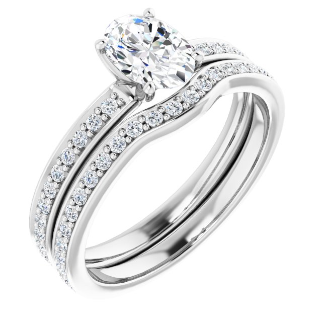 1.09 Oval Diamond GH/VS2+ Classic Sidestone Engagement Ring in 14KW | AllComponents_ViewA 1.09 Oval Diamond GH/VS2+ Classic Sidestone Engagement Ring in 14KW | AllComponents_ViewA