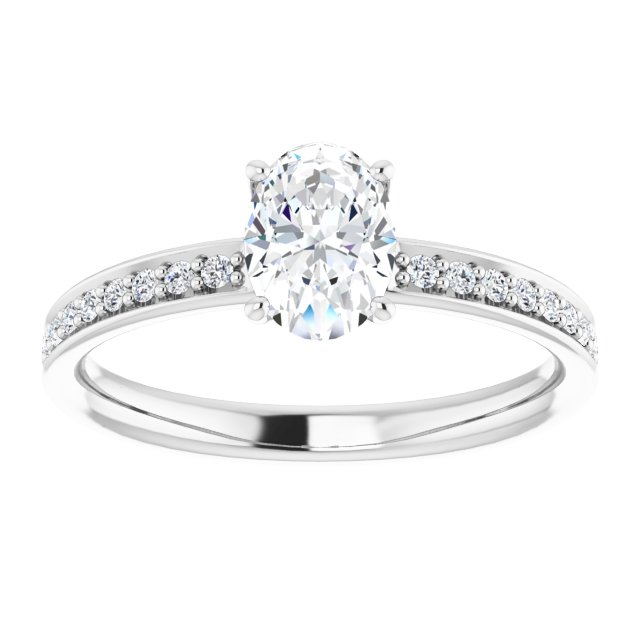 1.09 Oval Diamond GH/VS2+ Classic Sidestone Engagement Ring in 14KW | ViewS 1.09 Oval Diamond GH/VS2+ Classic Sidestone Engagement Ring in 14KW | ViewS