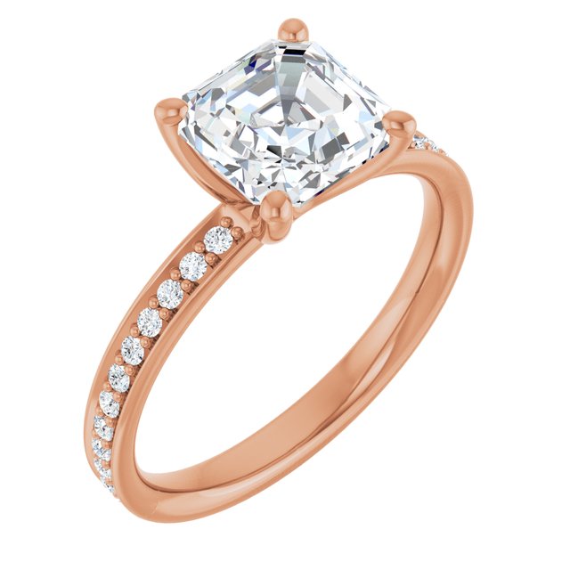 2.19 Asscher Diamond EF/VS1+ Classic Sidestone Engagement Ring in 14KR | ViewA 2.19 Asscher Diamond EF/VS1+ Classic Sidestone Engagement Ring in 14KR | ViewA