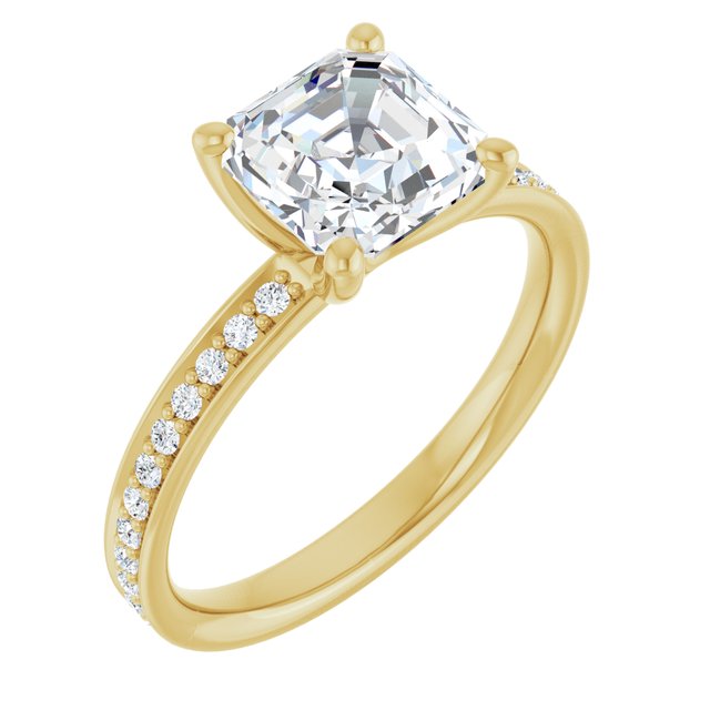 2.19 Asscher Lab-Grown D/VVS2+ Classic Sidestone Engagement Ring in 14KY | ViewA 2.19 Asscher Lab-Grown D/VVS2+ Classic Sidestone Engagement Ring in 14KY | ViewA