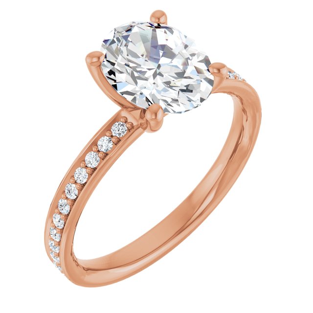 2.29 Oval Diamond EF/VS1+ Classic Sidestone Engagement Ring in 14KR | ViewA 2.29 Oval Diamond EF/VS1+ Classic Sidestone Engagement Ring in 14KR | ViewA