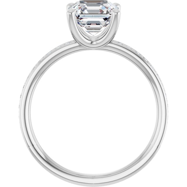 2.19 Asscher Moissanite DEF/VVS Classic Sidestone Engagement Ring in 14KW | ViewB_4 2.19 Asscher Moissanite DEF/VVS Classic Sidestone Engagement Ring in 14KW | ViewB_4