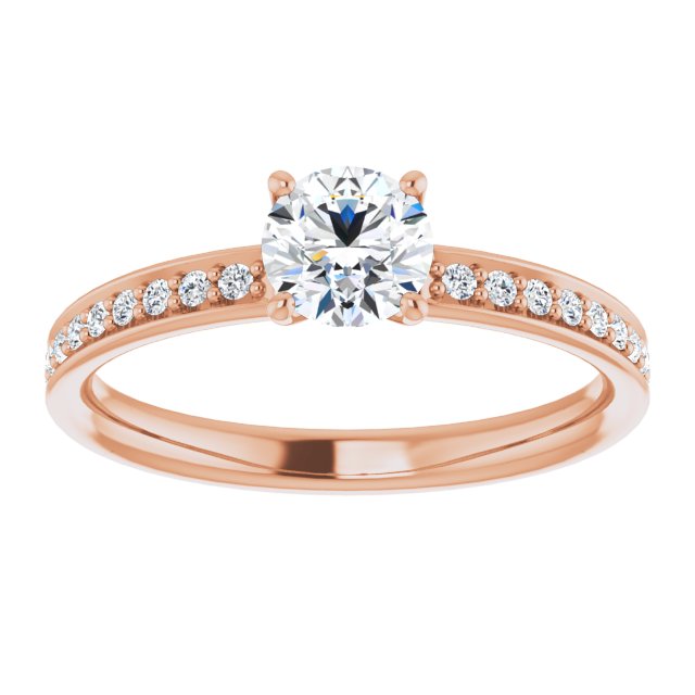 0.69 Round Diamond D/VVS2+ Classic Sidestone Engagement Ring in 14KR | ViewS 0.69 Round Diamond D/VVS2+ Classic Sidestone Engagement Ring in 14KR | ViewS