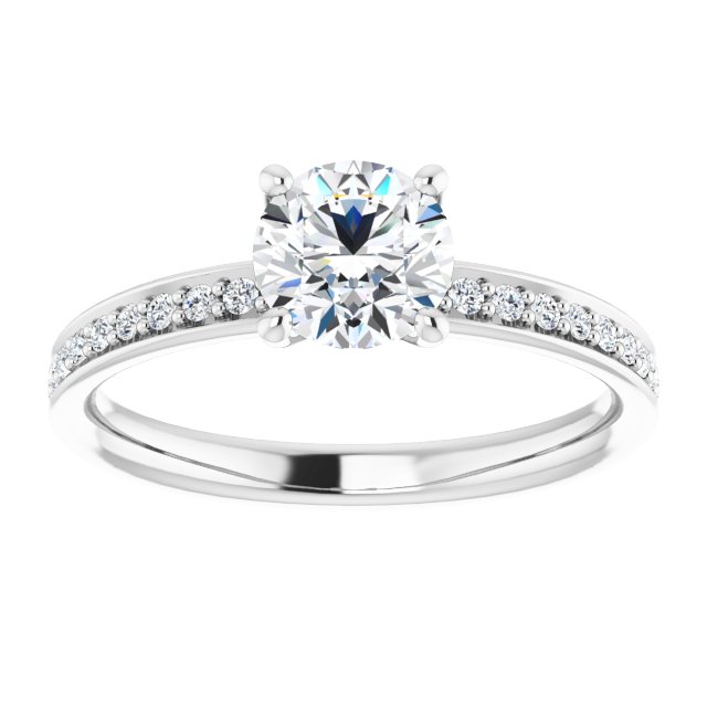 0.99 Round Diamond GH/VS2+ Classic Sidestone Engagement Ring in 14KW | ViewS 0.99 Round Diamond GH/VS2+ Classic Sidestone Engagement Ring in 14KW | ViewS
