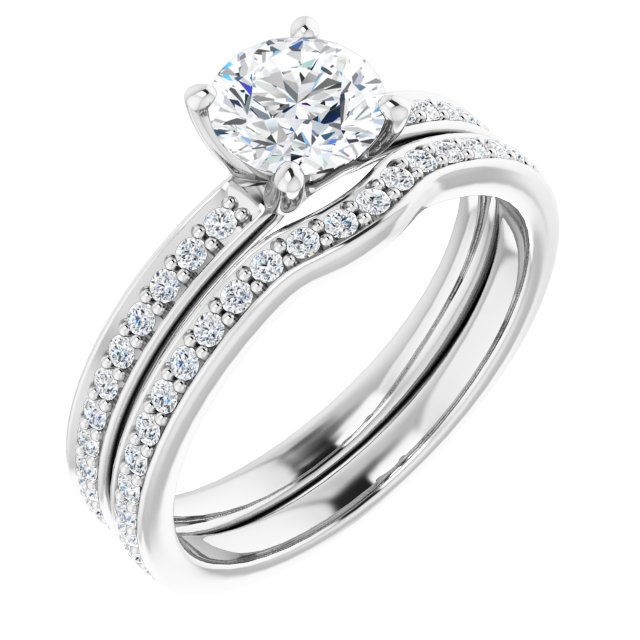 0.99 Round Diamond GH/VS2+ Classic Sidestone Engagement Ring in 14KW | AllComponents_ViewA 0.99 Round Diamond GH/VS2+ Classic Sidestone Engagement Ring in 14KW | AllComponents_ViewA