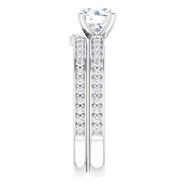 0.99 Round Diamond GH/VS2+ Classic Sidestone Engagement Ring in 14KW | AllComponents_ViewE 0.99 Round Diamond GH/VS2+ Classic Sidestone Engagement Ring in 14KW | AllComponents_ViewE