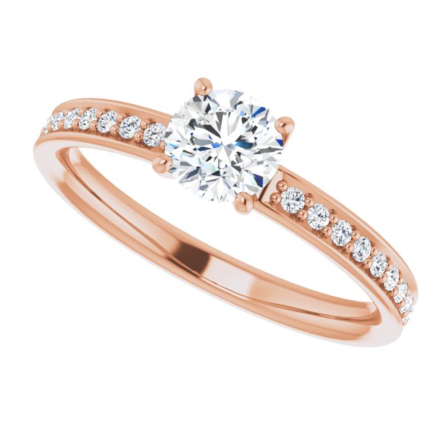 0.69 Round Diamond D/VVS2+ Classic Sidestone Engagement Ring in 14KR | View5 0.69 Round Diamond D/VVS2+ Classic Sidestone Engagement Ring in 14KR | View5