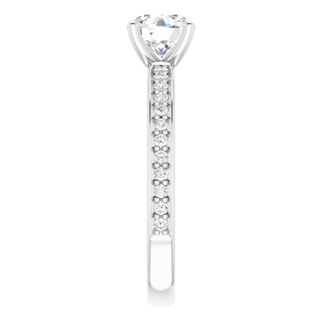 0.99 Round Diamond GH/VS2+ Classic Sidestone Engagement Ring in 14KW | ViewE 0.99 Round Diamond GH/VS2+ Classic Sidestone Engagement Ring in 14KW | ViewE