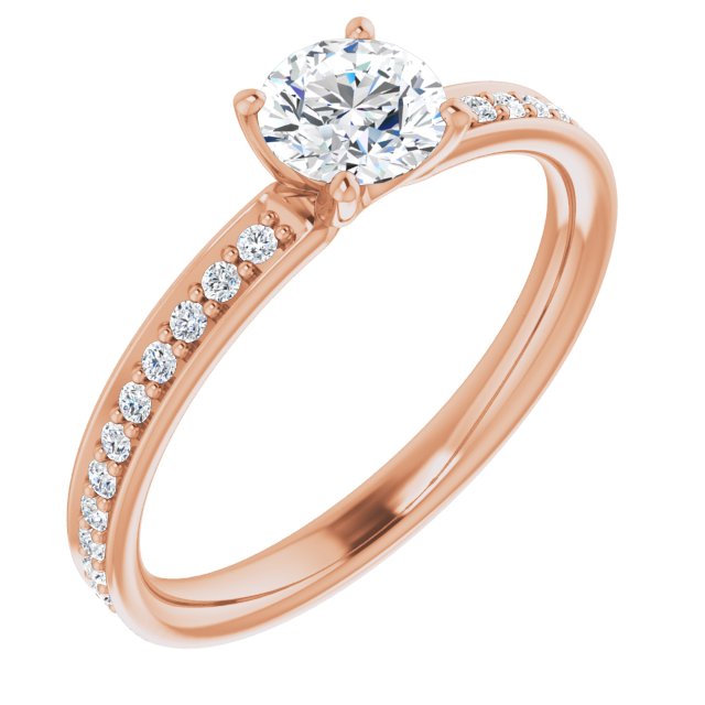 0.69 Round Diamond D/VVS2+ Classic Sidestone Engagement Ring in 14KR | ViewA 0.69 Round Diamond D/VVS2+ Classic Sidestone Engagement Ring in 14KR | ViewA