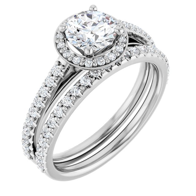 1.08 Tcw Round Diamond D/VVS2+ Classic Halo Engagement Ring in 18KW | AllComponents_ViewA 1.08 Tcw Round Diamond D/VVS2+ Classic Halo Engagement Ring in 18KW | AllComponents_ViewA
