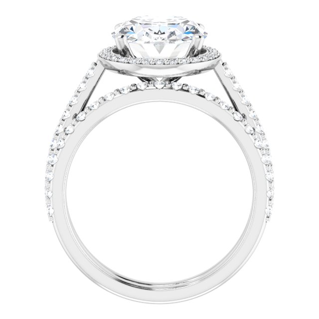 4.54 Tcw Oval Moissanite DEF/VVS Classic Halo Engagement Ring in 14KW | AllComponents_ViewB_4 4.54 Tcw Oval Moissanite DEF/VVS Classic Halo Engagement Ring in 14KW | AllComponents_ViewB_4
