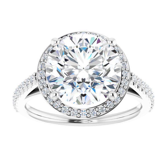 3.94 Tcw Round Moissanite DEF/VVS Classic Halo Engagement Ring in 14KW | ViewS 3.94 Tcw Round Moissanite DEF/VVS Classic Halo Engagement Ring in 14KW | ViewS