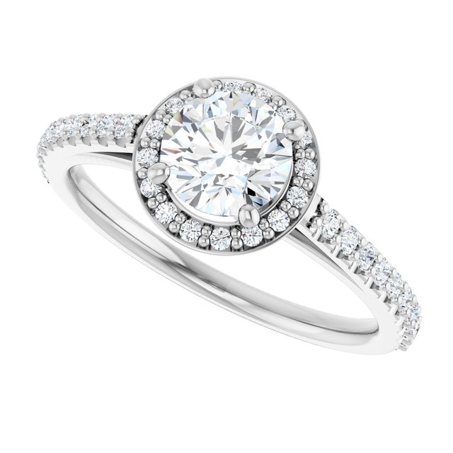 1.08 Tcw Round Diamond D/VVS2+ Classic Halo Engagement Ring in 18KW | View5 1.08 Tcw Round Diamond D/VVS2+ Classic Halo Engagement Ring in 18KW | View5