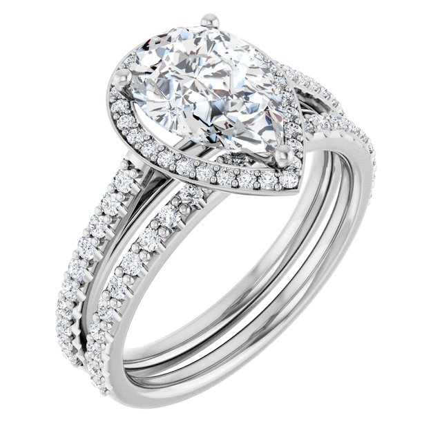 2.44 Tcw Pear Lab-Grown GH/VS2+ Classic Halo Engagement Ring in 14KW | AllComponents_ViewA 2.44 Tcw Pear Lab-Grown GH/VS2+ Classic Halo Engagement Ring in 14KW | AllComponents_ViewA