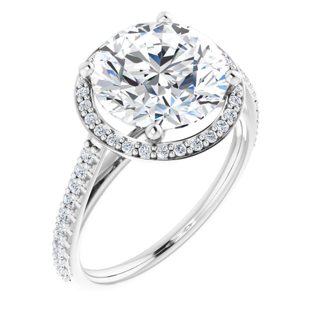 3.94 Tcw Round Moissanite DEF/VVS Classic Halo Engagement Ring in 14KW | ViewA 3.94 Tcw Round Moissanite DEF/VVS Classic Halo Engagement Ring in 14KW | ViewA