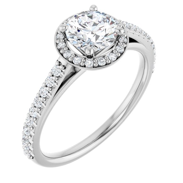 1.08 Tcw Round Diamond D/VVS2+ Classic Halo Engagement Ring in 18KW | ViewA 1.08 Tcw Round Diamond D/VVS2+ Classic Halo Engagement Ring in 18KW | ViewA