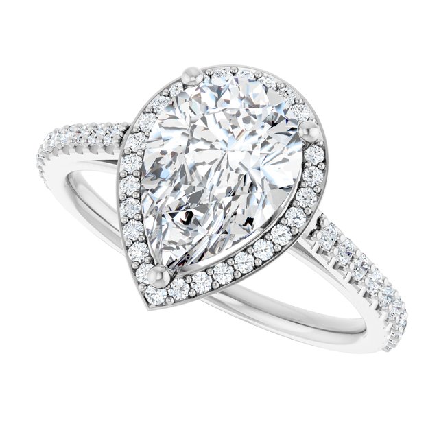 2.44 Tcw Pear Lab-Grown GH/VS2+ Classic Halo Engagement Ring in 14KW | View5 2.44 Tcw Pear Lab-Grown GH/VS2+ Classic Halo Engagement Ring in 14KW | View5