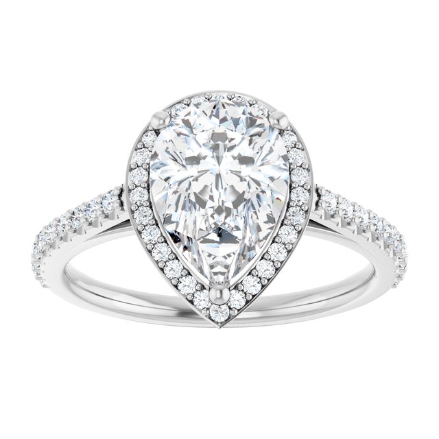 2.44 Tcw Pear Lab-Grown GH/VS2+ Classic Halo Engagement Ring in 14KW | ViewS 2.44 Tcw Pear Lab-Grown GH/VS2+ Classic Halo Engagement Ring in 14KW | ViewS