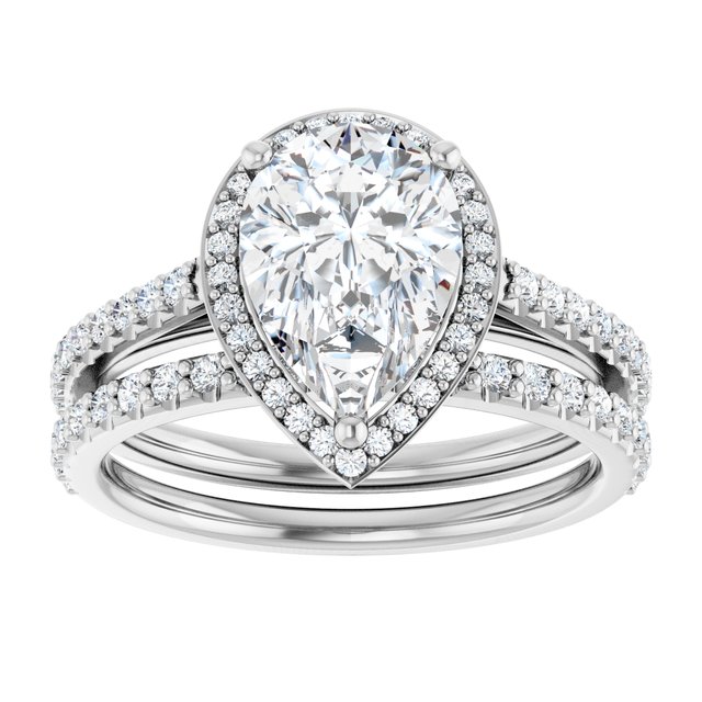 2.44 Tcw Pear Lab-Grown GH/VS2+ Classic Halo Engagement Ring in 14KW | AllComponents_ViewS 2.44 Tcw Pear Lab-Grown GH/VS2+ Classic Halo Engagement Ring in 14KW | AllComponents_ViewS