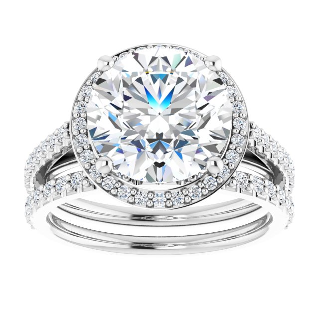 3.94 Tcw Round Moissanite DEF/VVS Classic Halo Engagement Ring in 14KW | AllComponents_ViewS 3.94 Tcw Round Moissanite DEF/VVS Classic Halo Engagement Ring in 14KW | AllComponents_ViewS