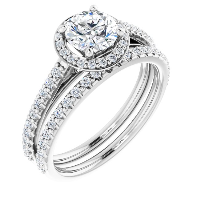 1.09 Tcw Round Lab-Grown EF/VS1+ Classic Halo Engagement Ring in PLAT | AllComponents_ViewA 1.09 Tcw Round Lab-Grown EF/VS1+ Classic Halo Engagement Ring in PLAT | AllComponents_ViewA
