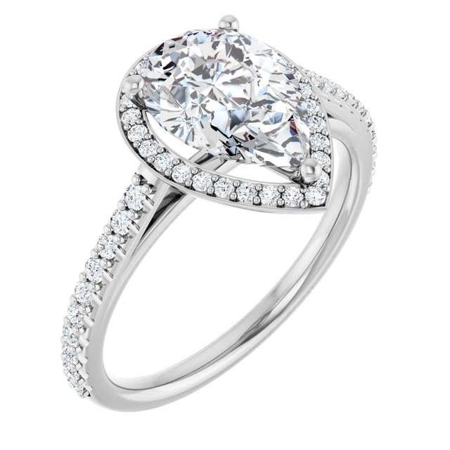 2.44 Tcw Pear Lab-Grown GH/VS2+ Classic Halo Engagement Ring in 14KW | ViewA 2.44 Tcw Pear Lab-Grown GH/VS2+ Classic Halo Engagement Ring in 14KW | ViewA