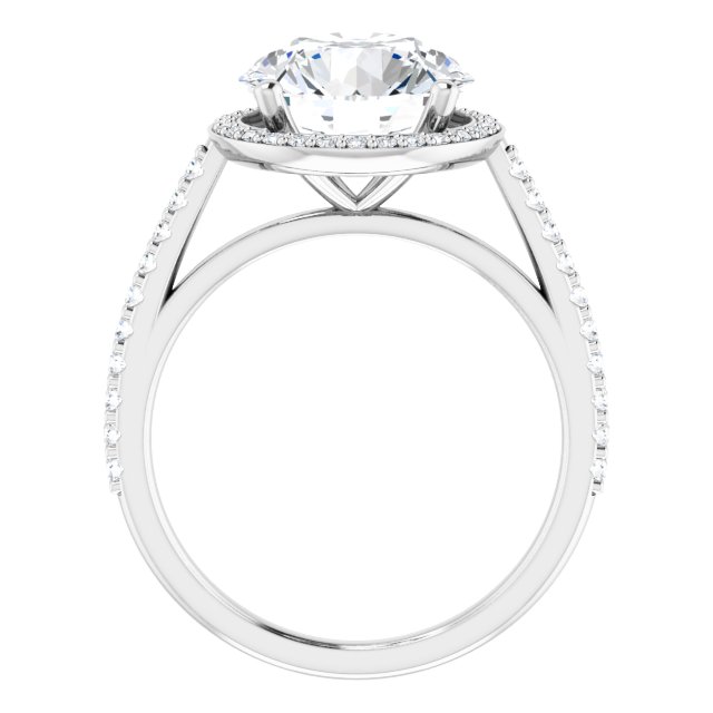 3.94 Tcw Round Moissanite DEF/VVS Classic Halo Engagement Ring in 14KW | ViewB_4 3.94 Tcw Round Moissanite DEF/VVS Classic Halo Engagement Ring in 14KW | ViewB_4